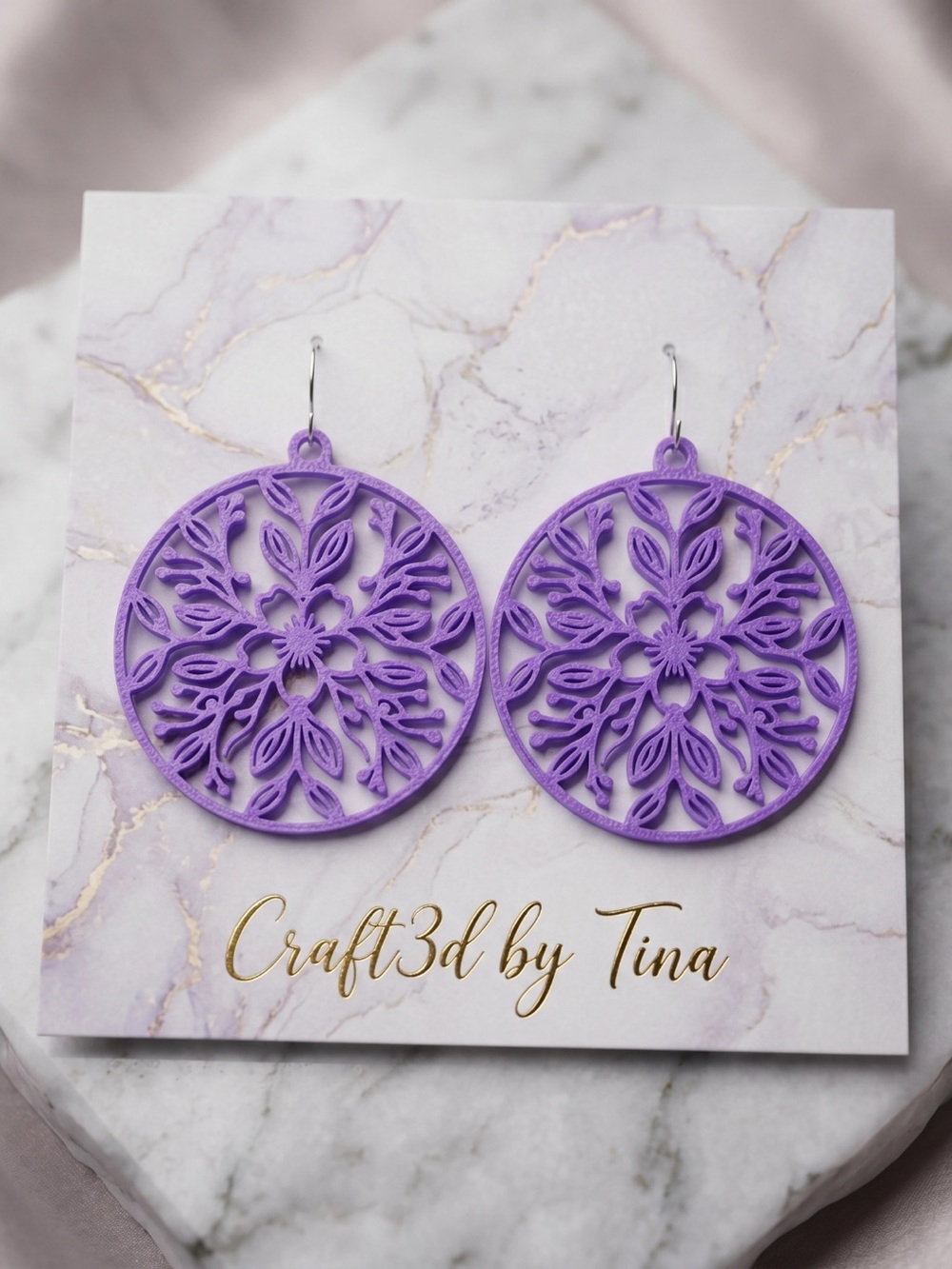 Purple Floral Filigree Earrings